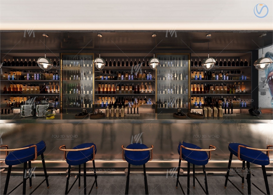 Modern Bar Bar Counter Free 3d Model